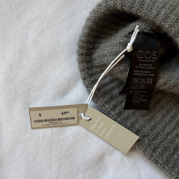Unisex COS Charcoal Ribbed Knit Hat 100% cashmere - Picture 5 of 5
